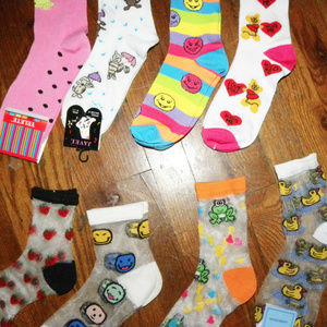 NEW sheer funky cool SOCKS! cute fun frog smiley